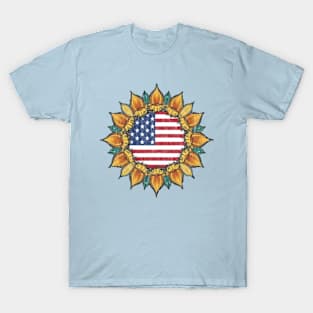 America Flag sunflower T-Shirt